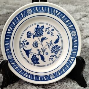 Vintage Buffalo China Blue and White Floral Plate - Made In NY 6 1/4 Inches